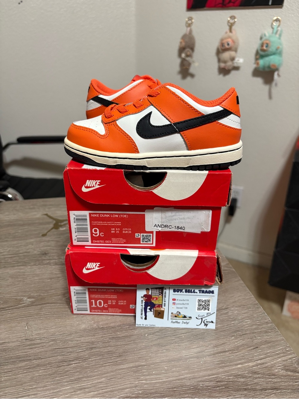 Size 9C (TD) - Nike Dunk Low Halloween Orange Black Toddler